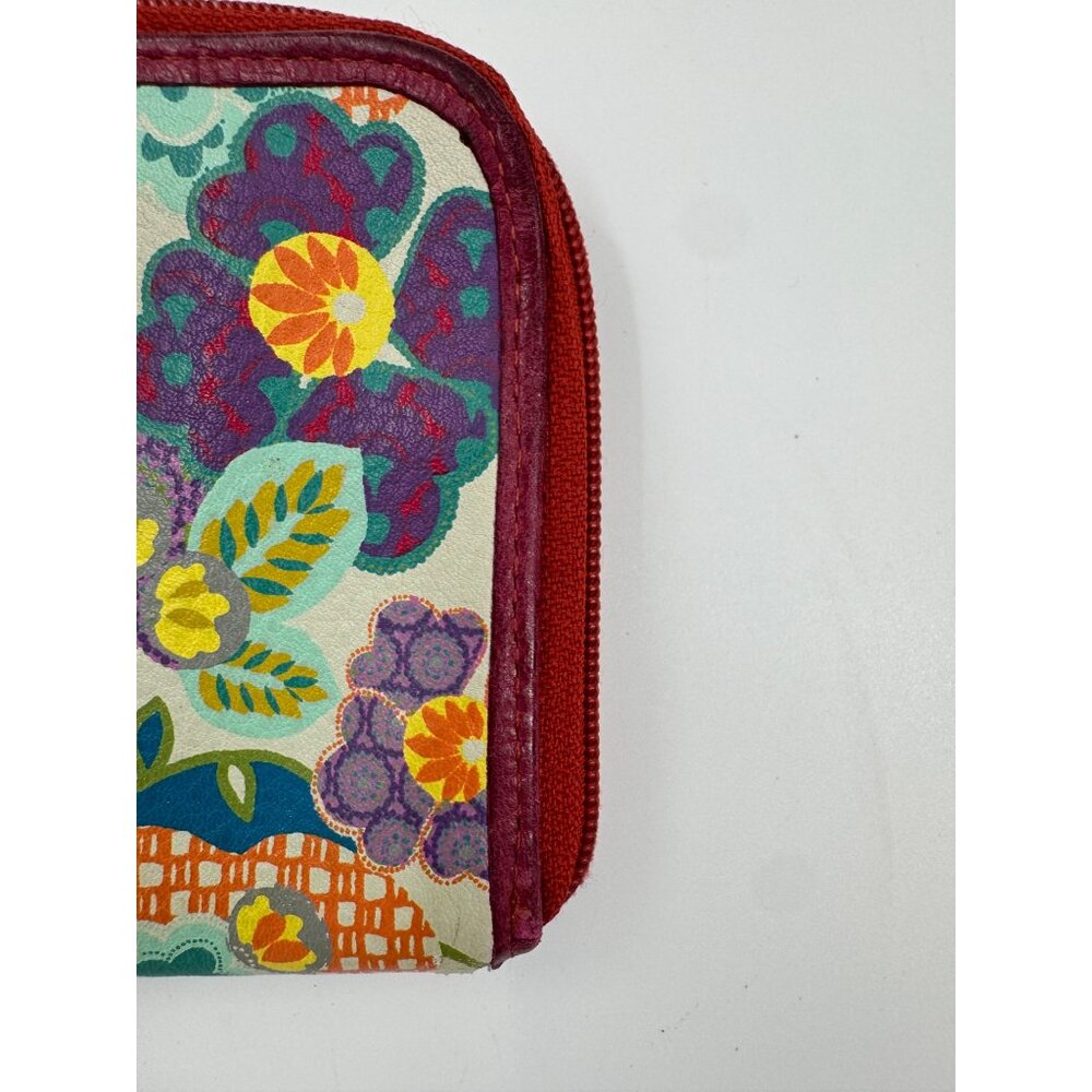 Fossil Floral Print Wristlet Wallet With Red Strap & Zipper Closure - Picture 12 of 13